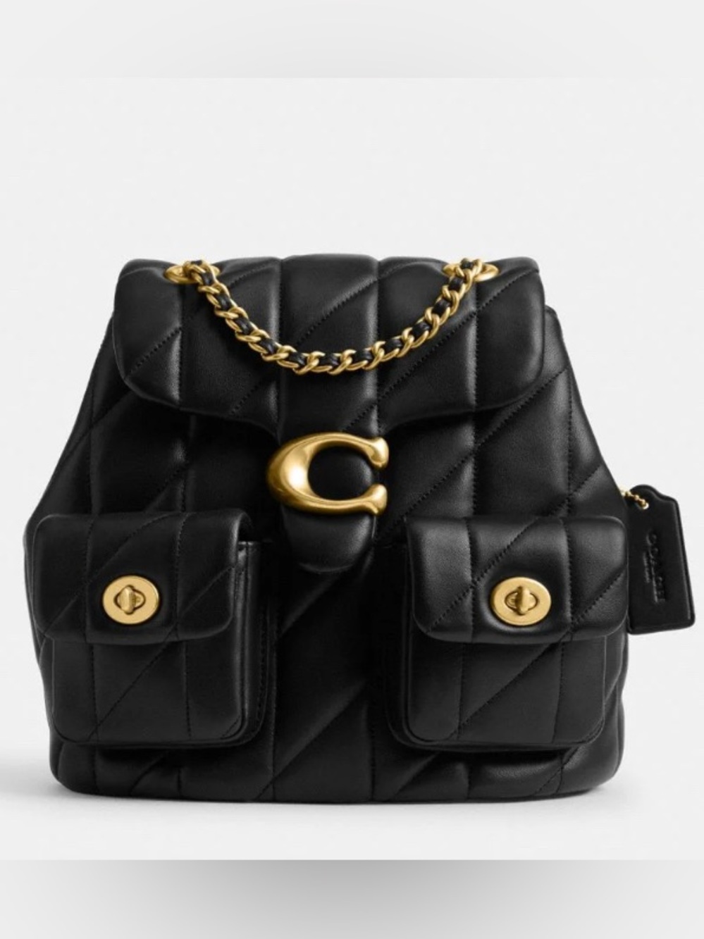 Coach Black Quilted Leather Backpack/ Crossbody with Gold Hardware Retail: $495 - Picture 13 of 15